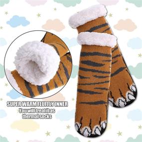 img 2 attached to 🧦 Adorable Boys Girls Cute Animal Slipper Socks: Fuzzy Soft Warm Winter Stockings for Kids and Toddlers, Ideal as Christmas Socks