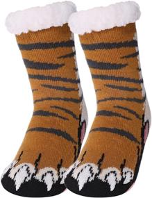 img 4 attached to 🧦 Adorable Boys Girls Cute Animal Slipper Socks: Fuzzy Soft Warm Winter Stockings for Kids and Toddlers, Ideal as Christmas Socks