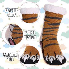 img 1 attached to 🧦 Adorable Boys Girls Cute Animal Slipper Socks: Fuzzy Soft Warm Winter Stockings for Kids and Toddlers, Ideal as Christmas Socks