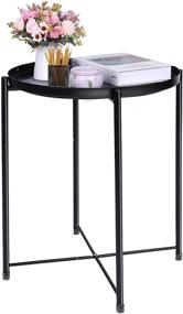 img 2 attached to 🌼 Small Black Metal Side Table - Ideal Patio, Living Room, Bedroom, Balcony, and Office End Table - Round Coffee Table - Compact Folding Table for Small Spaces