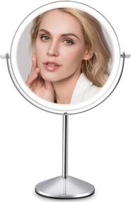 img 4 attached to 💄 Rechargeable Lighted Makeup Vanity Mirror: 8 Inch Double Sided, 10X Magnification, 3 Colors Lighting, Touch Sensor Dimming, 360 Degree Swivel, Cordless Design