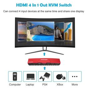 img 1 attached to TESmart HDMI 4K Ultra HD 4X1 HDMI KVM Switch 3840X2160@60Hz 4:4:4 With 2 Pcs 5Ft KVM Cables Supports USB 2