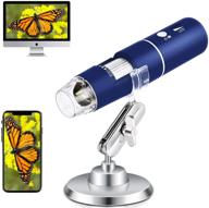 🔬 portable wireless digital microscope handheld usb magnification microscope camera 50-1000x zoom 1080p mini wifi microscope pocket microscope 8 led for android phone tablet windows mac (blue) logo