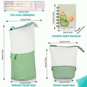 img 3 attached to Green Standing Pencil Holder: Double-Color Pencil Case for Office, School, and Students