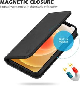 img 1 attached to 📱 SHIELDON Genuine Leather Wallet Case for iPhone 12 Pro Max 5G - Black | RFID Blocking, Card Holder, Kickstand, Shockproof | Compatible with iPhone 12 Pro Max (6.7" 2020)