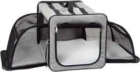 img 1 attached to 🐶 Pet Life Capacious Dual-Expandable Wire Folding Lightweight Collapsible Travel Pet Dog Crate: The Ultimate Portable Solution for Traveling with Your Loyal Furry Friend