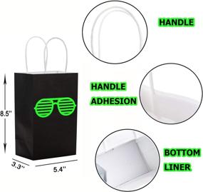 img 1 attached to 🎉 Glow in The Dark Party Bags - Neon Gift Bags with Handles for 80s Retro Parties - Includes Shutter Shade Glasses and Goodie Candy Bags - Set of 12