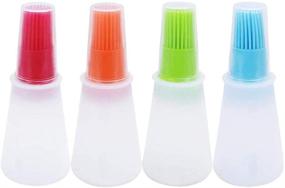 img 4 attached to 4 pcs Silicone Oil Bottle Brushes: Versatile BBQ/Pastry Basting 🖌️ & Cooking Grill Barbecue Baking Pastry Brushes - Red, Orange, Green, Blue