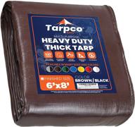 🌞 14-мильное дополнительно прочное покрытие tarpco safety - водонепроницаемое, защищенное от уф-лучей, невосприимчивое к разрывам и проколам - усиленные края - полиэтиленовое накрытие для крыши, кемпинга, террасы, бассейна, лодки (коричневый/черный, 6′ x 8′). логотип