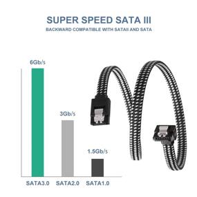 img 2 attached to 🔌 DanYee Nylon Braided SATA III Cable (3 Packs Black) - 6Gbps Straight Data Cable with Locking Latch, 18 Inch - Compatible for HDD, SSD, CD Driver & Writer