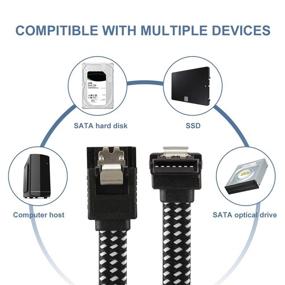 img 3 attached to 🔌 DanYee Nylon Braided SATA III Cable (3 Packs Black) - 6Gbps Straight Data Cable with Locking Latch, 18 Inch - Compatible for HDD, SSD, CD Driver & Writer