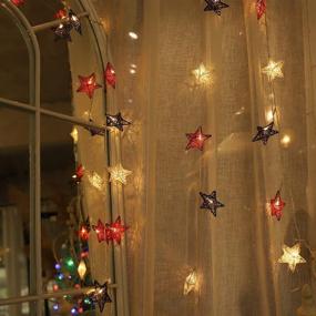 img 1 attached to 🌟 Indoor Battery Operated Star String Lights with 15 Warm White LED Cotton Twine Stars - Perfect Bedroom, Wedding, Party, and Christmas Decorative Lighting