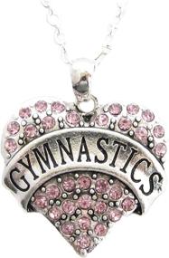 img 1 attached to Gymnastics Heart Necklace with Pink Crystals - Silver Chain - Sports Accessory Store