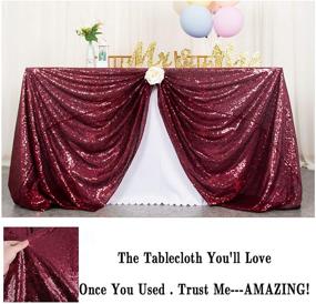 img 1 attached to 🍷 Burgundy Rectangular Sequin Tablecloth - 60X102 Inch