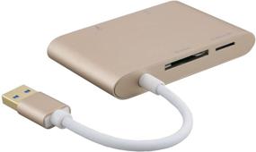 img 3 attached to CableCreation USB Hub with TF/Micro SD & SD/MMC Card Reader Ports and USB-C Adapter - Compatible with iMac, MacBook, Lenovo Yoga, Dell XPS and More - Gold Aluminum, 2-Port USB 3.0 Hub