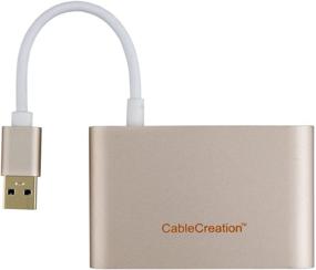 img 1 attached to CableCreation USB Hub with TF/Micro SD & SD/MMC Card Reader Ports and USB-C Adapter - Compatible with iMac, MacBook, Lenovo Yoga, Dell XPS and More - Gold Aluminum, 2-Port USB 3.0 Hub