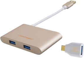 img 2 attached to CableCreation USB Hub with TF/Micro SD & SD/MMC Card Reader Ports and USB-C Adapter - Compatible with iMac, MacBook, Lenovo Yoga, Dell XPS and More - Gold Aluminum, 2-Port USB 3.0 Hub