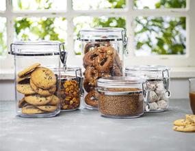 img 3 attached to 🍱 Ultimate 5pc Airtight Clear Canister Set: Durable Bulk Food Storage Containers with Clamp Lids, Marker & Labels - Ideal for Kitchen Pantry, Tea, Sugar, Coffee, Candy, Flour, Dry Goods, Pasta, Rice, Spices, & Herbs