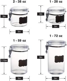 img 2 attached to 🍱 Ultimate 5pc Airtight Clear Canister Set: Durable Bulk Food Storage Containers with Clamp Lids, Marker & Labels - Ideal for Kitchen Pantry, Tea, Sugar, Coffee, Candy, Flour, Dry Goods, Pasta, Rice, Spices, & Herbs