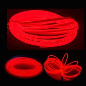 img 2 attached to 🔴 MaxLax EL Wire Bright Red: Sound Activated/Constant Light/Slow Flash 9ft Neon Lights Wire for DIY Decoration