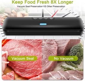 img 2 attached to 🔒 Automatic Food Vacuum Sealer Machine with Built-in Cutter, Dry and Moist Modes LED Indicator Lights, Suction Hose for Jars and Containers, Food Preservation - Includes 15 Pack Vacuum Sealer Bags