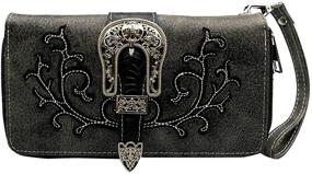 img 3 attached to 👜 Women's Western Style Handbag Purse with Buckle Clutch and RFID Blocking Wristlet Wallet - Sugar Skull Design