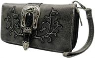 👜 women's western style handbag purse with buckle clutch and rfid blocking wristlet wallet - sugar skull design logo