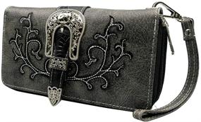 img 4 attached to 👜 Women's Western Style Handbag Purse with Buckle Clutch and RFID Blocking Wristlet Wallet - Sugar Skull Design