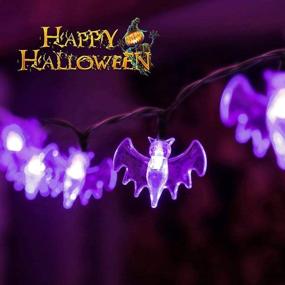 img 1 attached to 🦇 LCHUANG Halloween String Lights - 10ft 20 LEDs Purple Bat Decorations for Indoor and Outdoor - Battery Powered Halloween Decor Lights