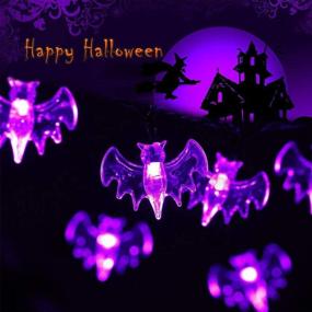 img 2 attached to 🦇 LCHUANG Halloween String Lights - 10ft 20 LEDs Purple Bat Decorations for Indoor and Outdoor - Battery Powered Halloween Decor Lights