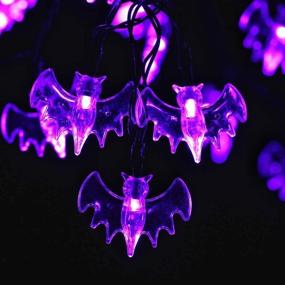 img 4 attached to 🦇 LCHUANG Halloween String Lights - 10ft 20 LEDs Purple Bat Decorations for Indoor and Outdoor - Battery Powered Halloween Decor Lights