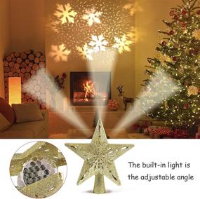 img 2 attached to 🎄 AOYOO Christmas Tree Topper Lighted Star with LED Rotating Snowflake Projector: Dazzling 3D Glitter Snow Lights for Stunning Christmas Tree Decorations