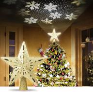🎄 aoyoo christmas tree topper lighted star with led rotating snowflake projector: dazzling 3d glitter snow lights for stunning christmas tree decorations logo
