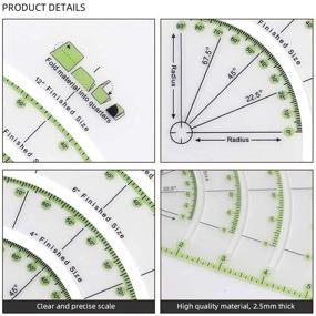 img 2 attached to 🧵 Multifunctional Patchwork Quilt Acrylic Ruler with Arcs & Fans Circle Cutter - Sewing Supplies for DIY Crafts, Cutting Fabric, and Tailoring - Includes Measuring Tape.