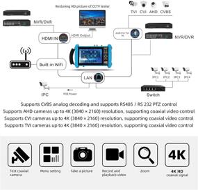 img 3 attached to 👁️ Тестер видеонаблюдения и тестер IP-камер - Koolertron 7-дюймовый сенсорный экран IPS | H.265 4K AHD, TVI, CVI & CVBS аналоговая камера | Тестер кабеля RJ45 TDR | с поддержкой PoE/Rapid/IP обнаружение/4K HDMI вход и выход/Встроенный WiFi