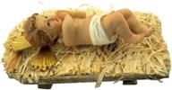 👶 7 inch nativity statue: resin infant jesus in crib christmas decor, 2 piece set logo