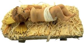 img 4 attached to 👶 7 Inch Nativity Statue: Resin Infant Jesus in Crib Christmas Decor, 2 Piece Set