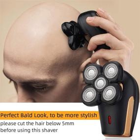 img 2 attached to 🧔 Beard Trimmer for Bald Men - 5 in 1 Waterproof Grooming Kit, Electric Rotary Shaver with Multi-Function, 4D Floating 5 Head, Cordless Type-C Rechargeable, Wet & Dry Shaving Razors