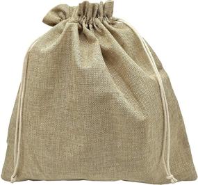 img 3 attached to 🎁 Set of 10 Sanrich 14"x14" Burlap Bags with Drawstring - Ideal for Large Gift Wrapping, Party Favors, Christmas Gifts, and Drawstring Sack