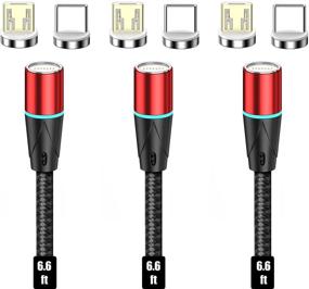 img 4 attached to NetDot Gen12 Magnetic Charging Cable for Android Devices [6.6ft,3 Pack red] - Fast Data Transfer and USB-C/Micro USB Compatibility