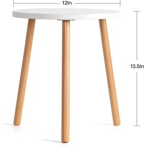 img 2 attached to 🌿 TIMEYARD Mid Century White Wood Stand - Indoor Tall Holder for Flower Pots, Small Round Side Table, End Table | Modern Home Décor