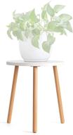 🌿 timeyard mid century white wood stand - indoor tall holder for flower pots, small round side table, end table | modern home décor логотип