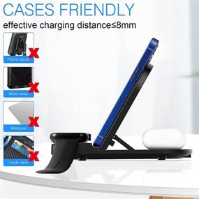 img 1 attached to Flashda 15W Fast 3-in-1 Wireless Charging Stand for iPhone, AirPods, and Samsung - Foldable Charging Dock