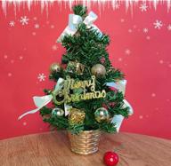 🎄 mini christmas tree: tabletop xmas tree with golden berries, bowknot & poinsettia decoration logo