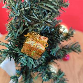 img 2 attached to 🎄 Mini Christmas Tree: Tabletop Xmas Tree with Golden Berries, Bowknot & Poinsettia Decoration