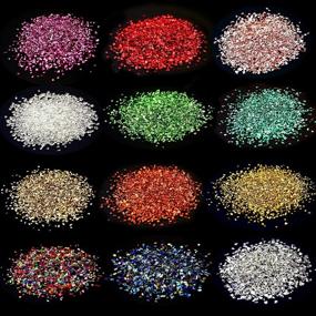 img 4 attached to 🎨 Vibrant 12-Color Crushed Glass Metallic Chips for DIY Crafts and Nail Art (52g)