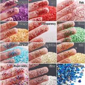 img 2 attached to 🎨 Vibrant 12-Color Crushed Glass Metallic Chips for DIY Crafts and Nail Art (52g)