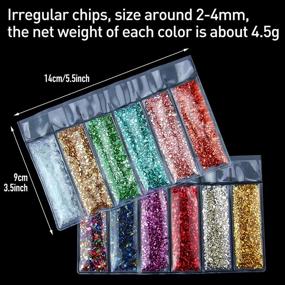 img 3 attached to 🎨 Vibrant 12-Color Crushed Glass Metallic Chips for DIY Crafts and Nail Art (52g)