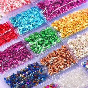 img 1 attached to 🎨 Vibrant 12-Color Crushed Glass Metallic Chips for DIY Crafts and Nail Art (52g)