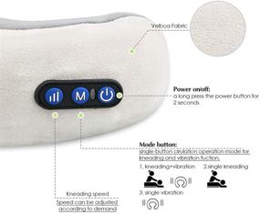 img 1 attached to 🌐 Оптимизированная массажная подушка для путешествий с банданой - шейный гетрайтер с маской для лица, безпроводная ушастая памятная подушка из вибрирующей и шиацу массажирующей пены поддержки головы и шеи для облегчения боли во время путешествия на самолете, поезде и автомобиле.